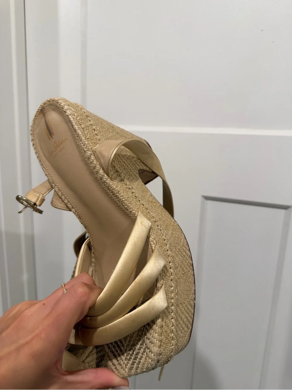 Sam Edelman Metallic Gold Platform Sandals with Ankle Strap